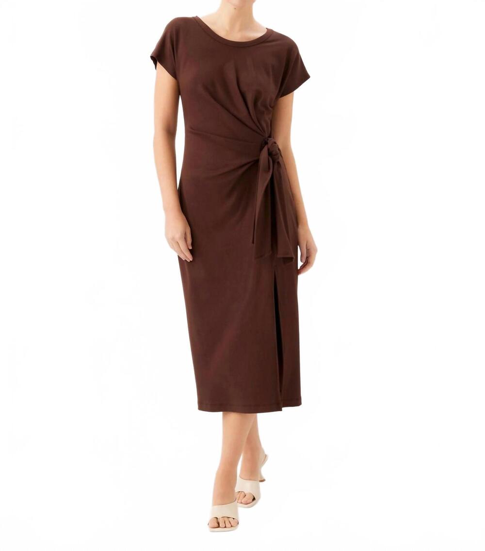 NEW FIFTEEN TWENTY women's marisa side knot midi dress in brown
